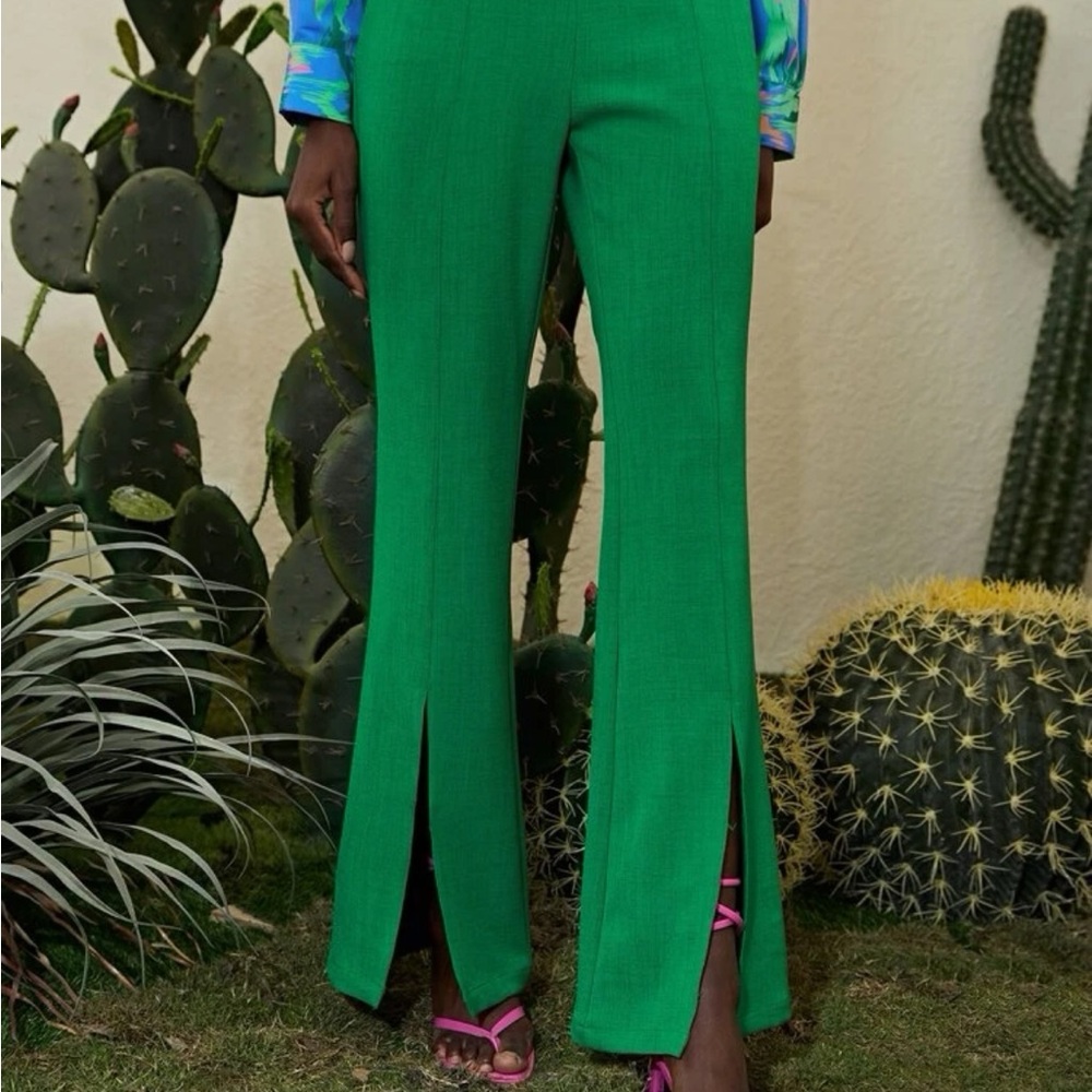 Green high waist pants